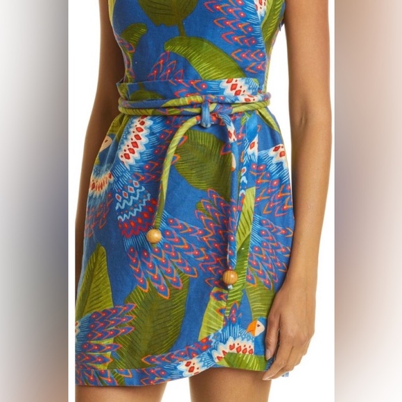 Farm Rio Blue Macaw Mini Wrap Dress - Picture 4 of 5